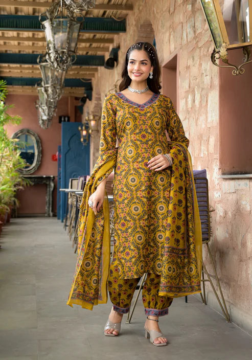Embroidery Straight Kurta and Pant set with Dupatta