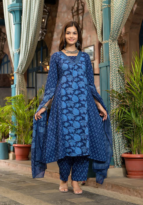 Embroidery Straight Kurta and Pant set with Dupatta
