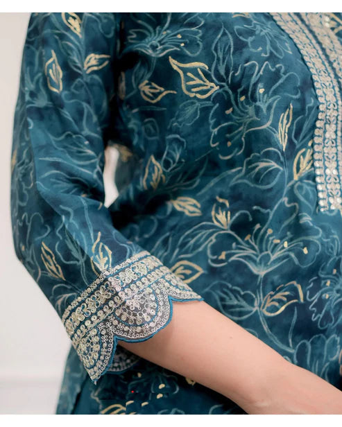 Embroidery Straight Kurta and Pant set with Dupatta