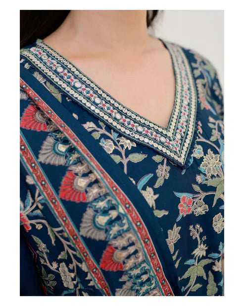 Embroidery Straight Kurta and Pant set with Dupatta