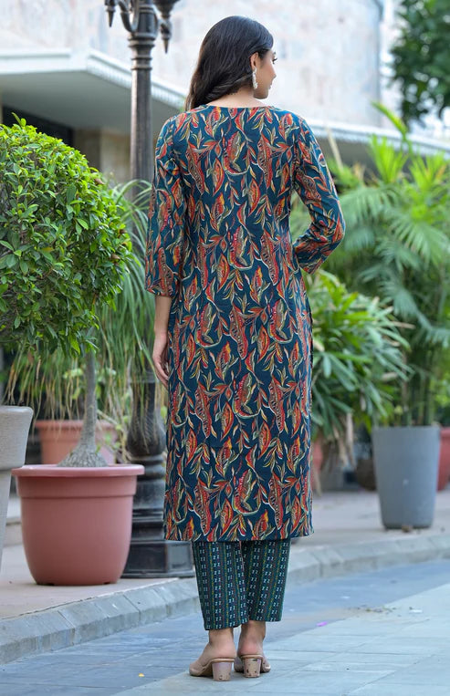 Embroidery A-Line Kurta and Pant set with Dupatta