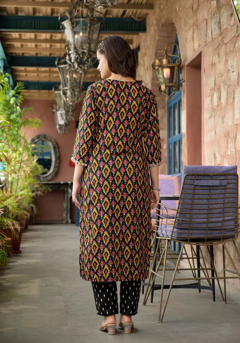 Embroidery Straight Kurta and Pant set with Dupatta