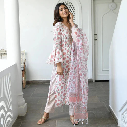 Printed Kurta and Pant set with Dupatta