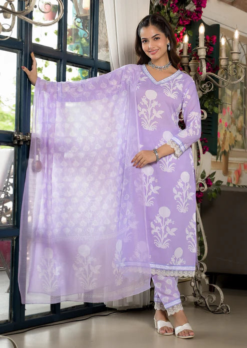 Embroidery Straight Kurta and Pant set with Dupatta