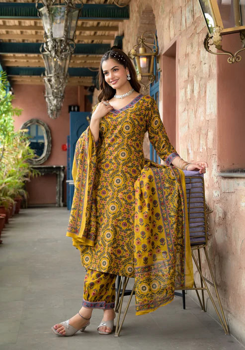 Embroidery Straight Kurta and Pant set with Dupatta