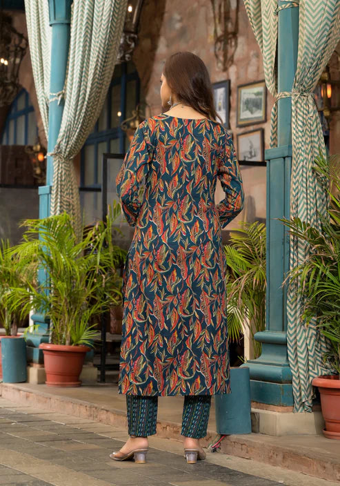 Embroidery A-Line Kurta and Pant set with Dupatta