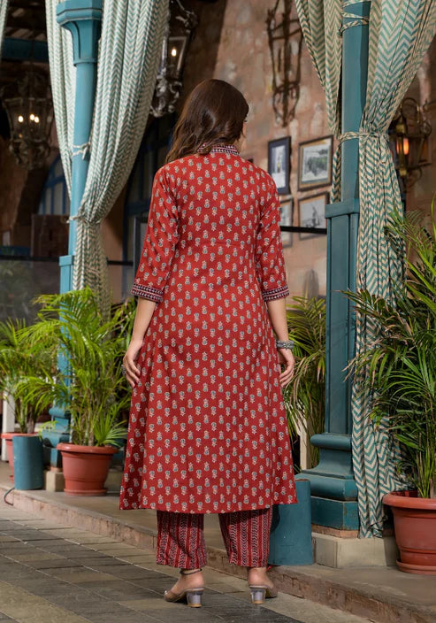 Embroidery A-Line Kurta and Pant set with Dupatta