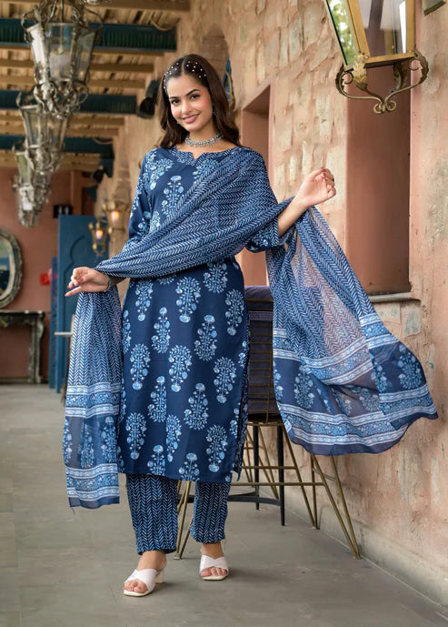 Embroidery Straight Kurta and Pant set with Dupatta