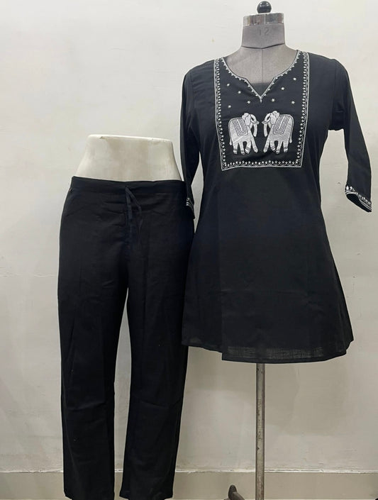 Cotton slub Coord set with Print work