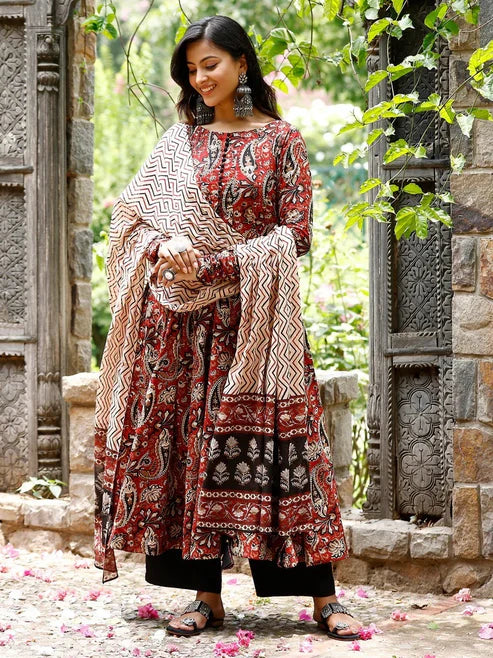 Women Printed A-Line Kurta and Pant Set With Dupatta
