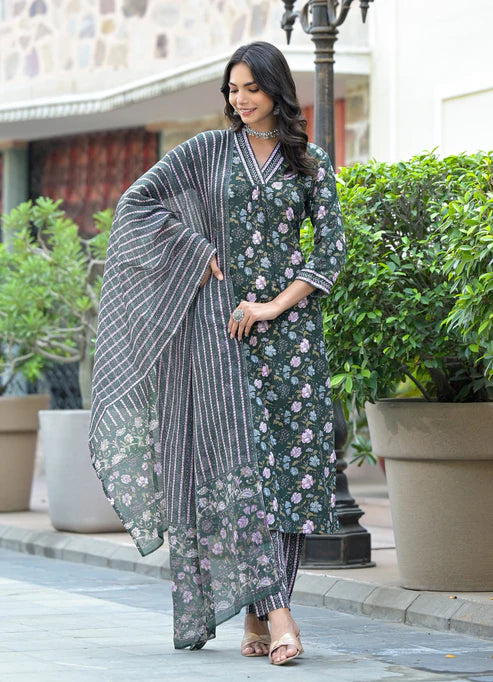 Embroidery Straight Kurta and Pant set with Dupatta