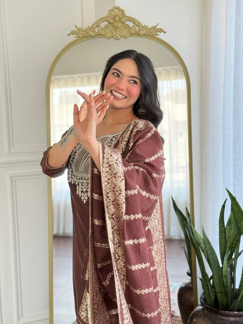 Embroidered Kurta Set for Women – Festive Wear with Dupatta