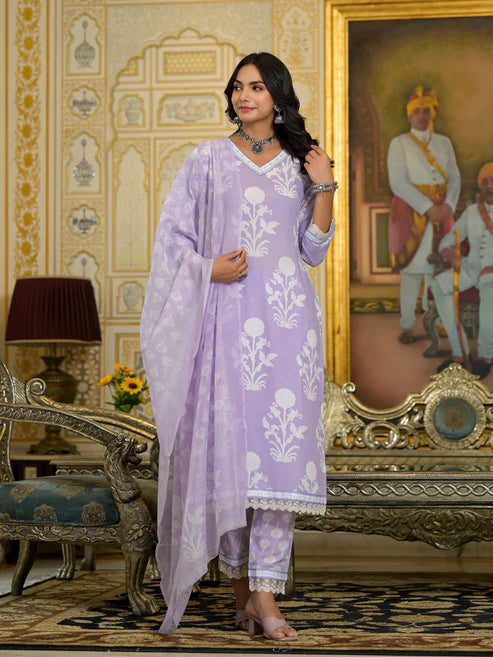 Embroidery Straight Kurta and Pant set with Dupatta