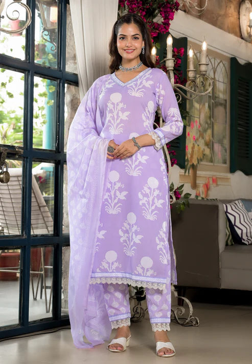Embroidery Straight Kurta and Pant set with Dupatta