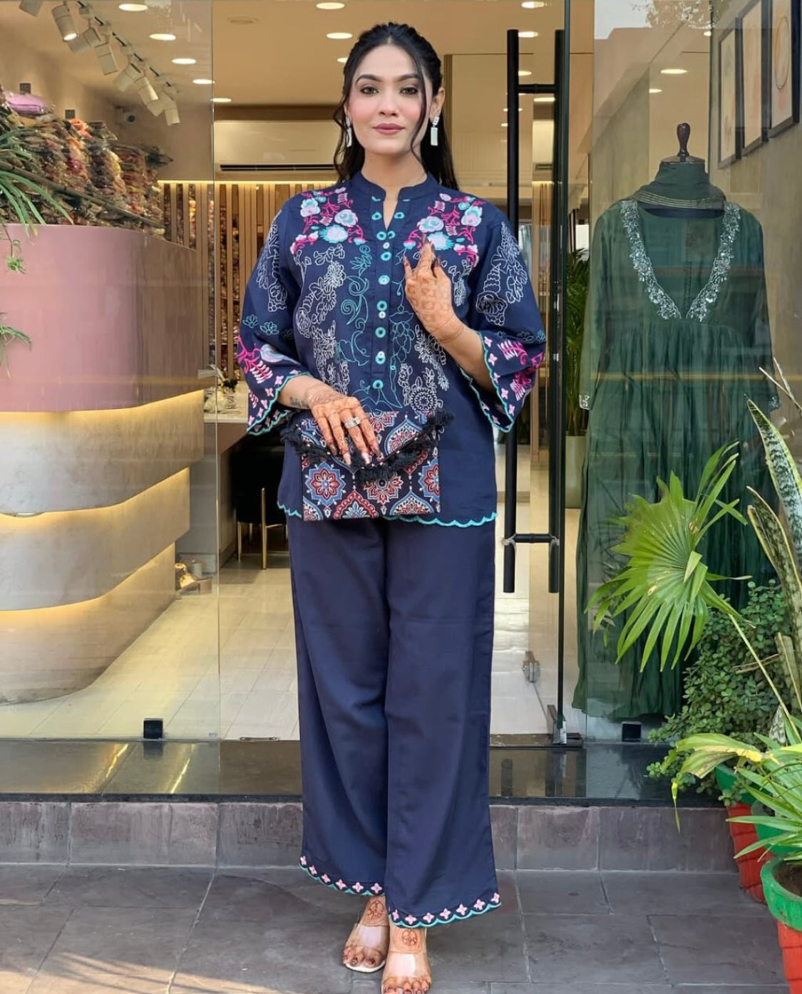 Cotton Coord set with Floral Embroidery Work