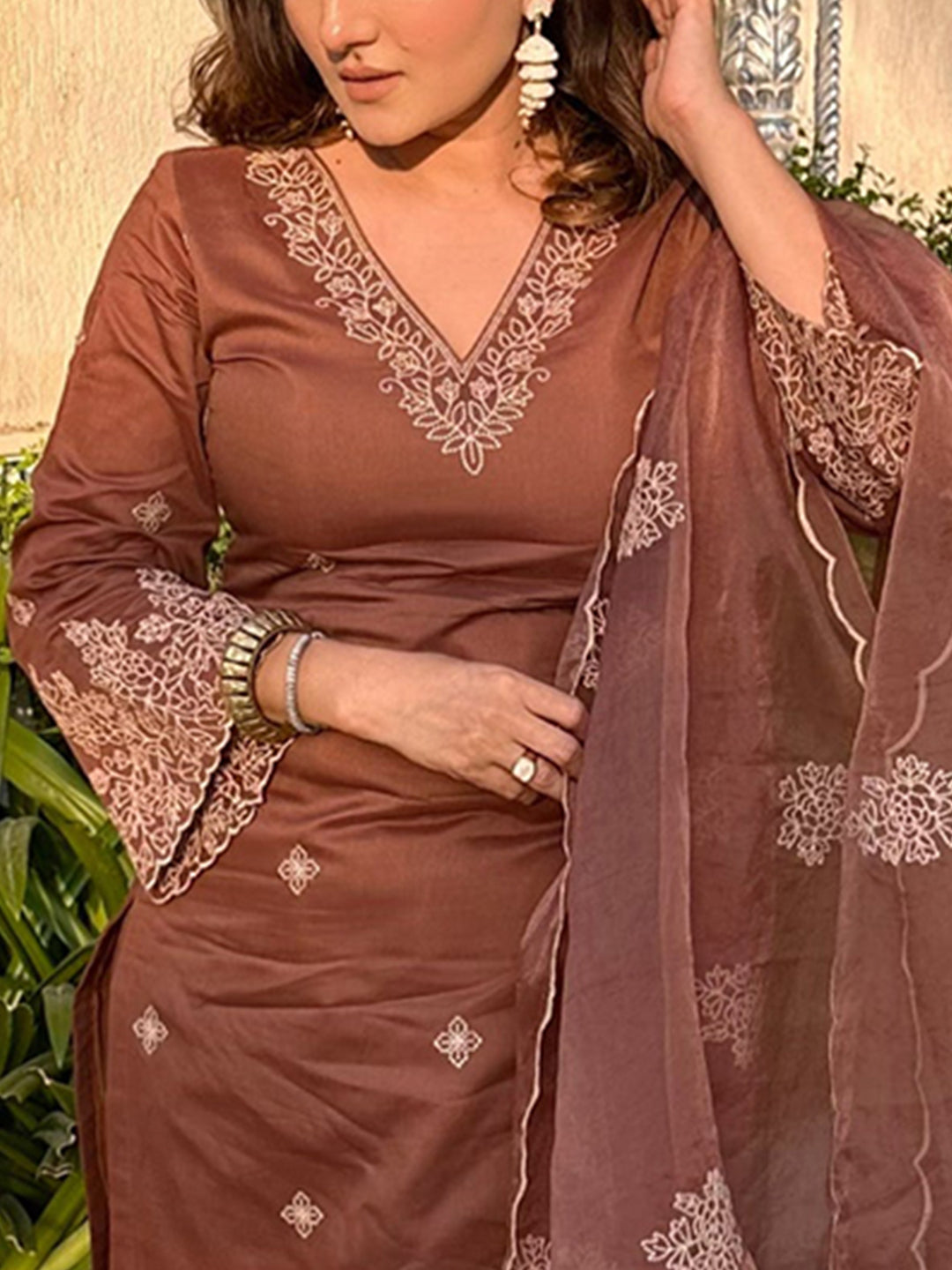Women Silk Kurta Pant Dupatta Set