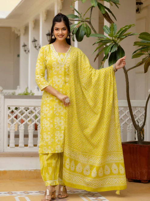 Embroidery Straight Kurta and Pant set with Dupatta