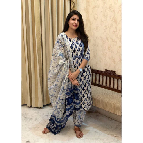 Printed Kurta and Pant with Dupatta