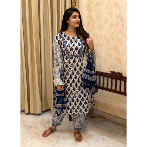Printed Kurta and Pant with Dupatta