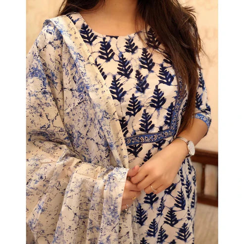 Printed Kurta and Pant with Dupatta