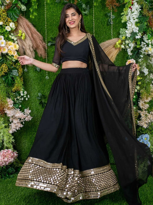 Embroidered Semi Stitched Lehenga Choli  Dupatta Set