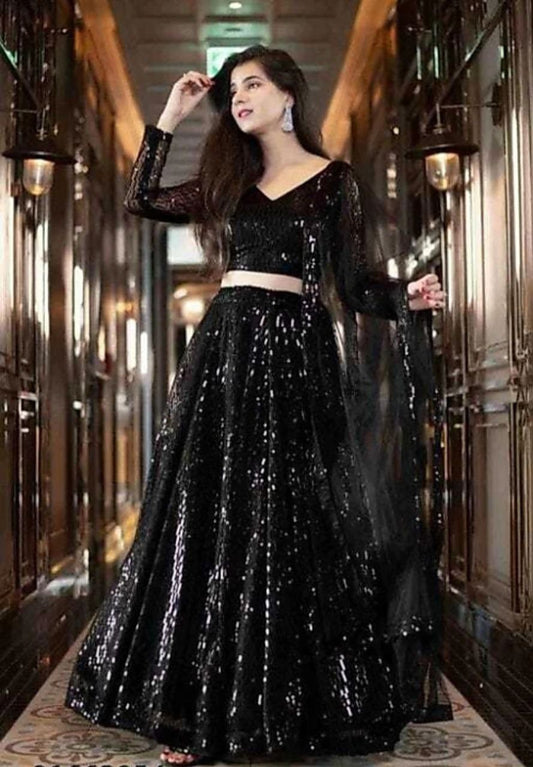 Embroidered Semi Stitched Lehenga Choli  Dupatta Set