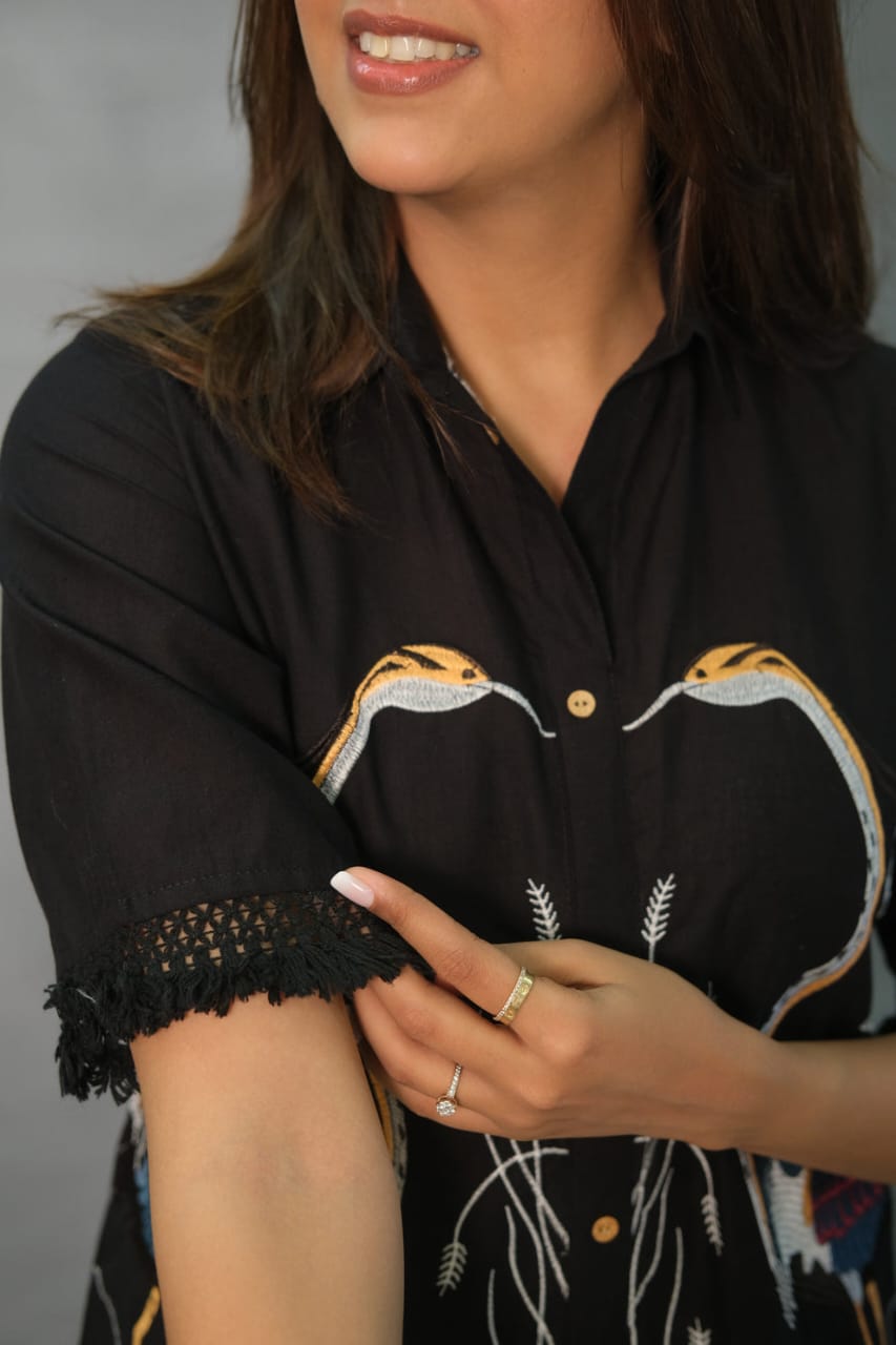 Flamingo Embroider Cotton Coord set