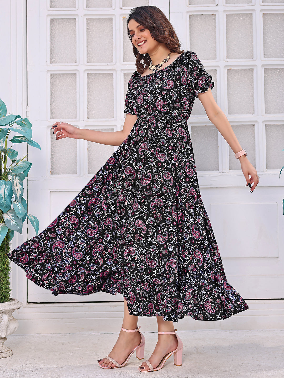 READYMADE GEORGETTE WESTERN MIDI DRESS LAUNCHED
