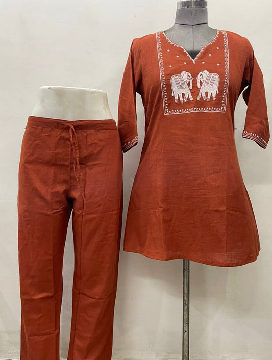 Cotton slub Coord set with Print work