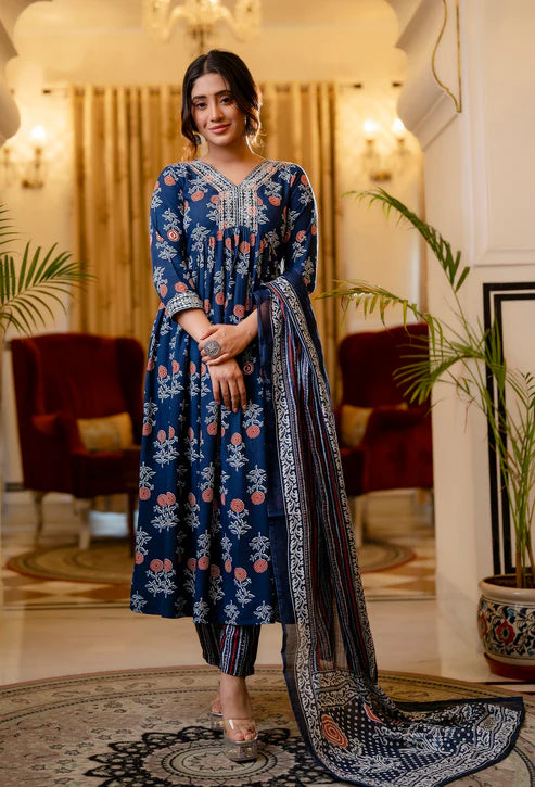 Embroidered Kurta and Pant Set with Dupatta