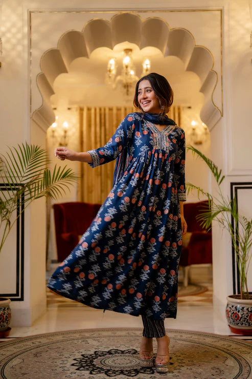 Embroidered Kurta and Pant Set with Dupatta