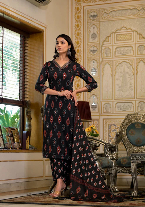 Embroidery Kurta and Pant Set With Dupatta