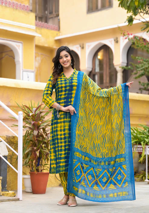 Printed Kurta and pant set with Dupatta