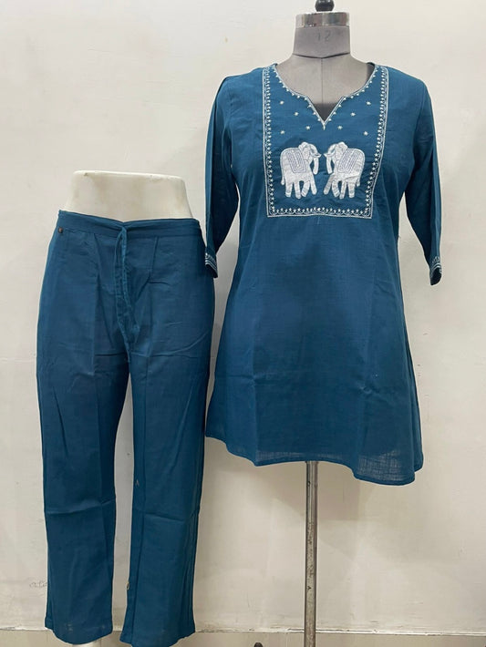 Cotton slub Coord set with Print work