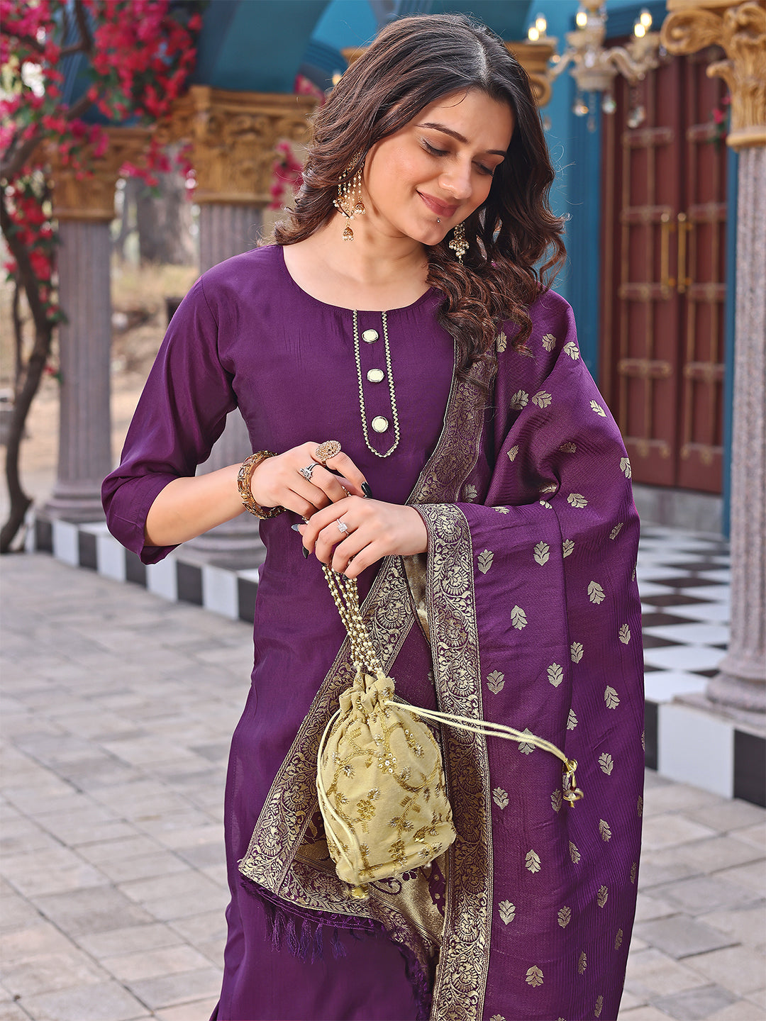 Women Silk  Kurta Pant Dupatta Set