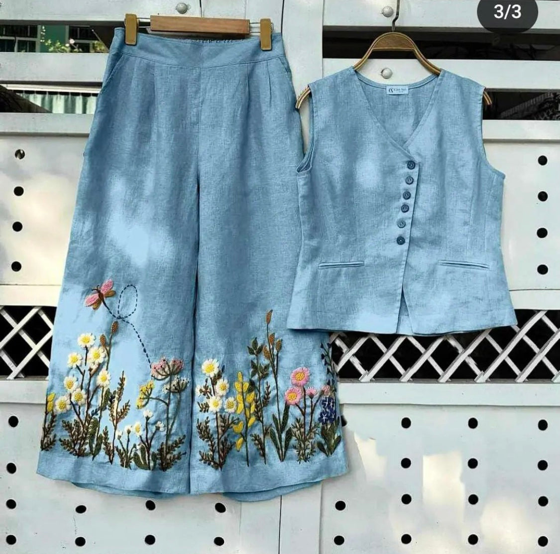 Cotton slub Coord Set with Embroidery work