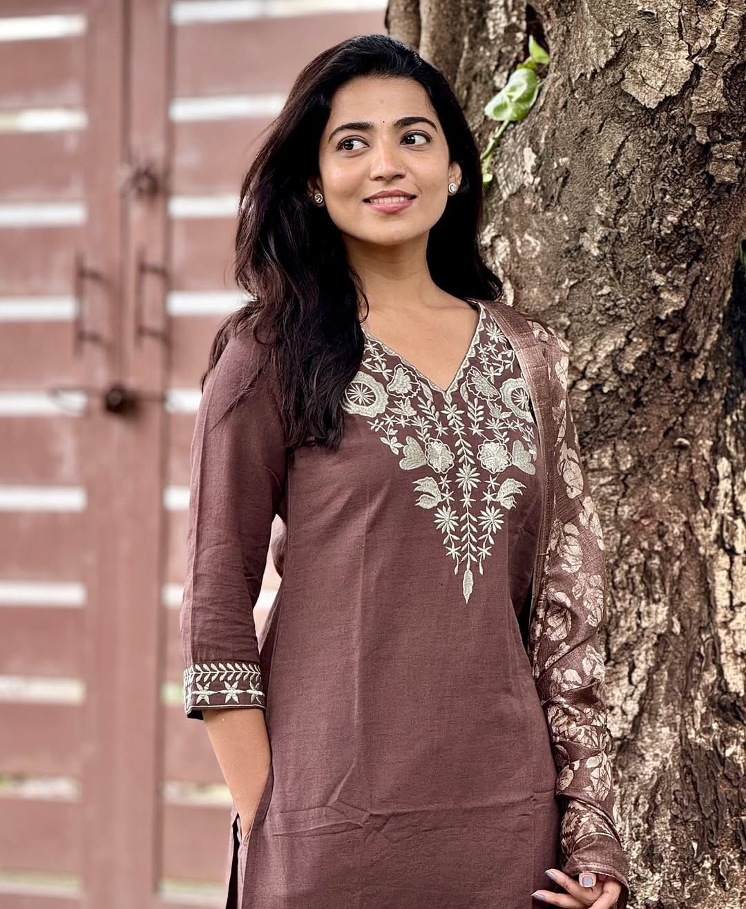HANDLOOM COTTON KURTI WITH EMBROIDERY WORK