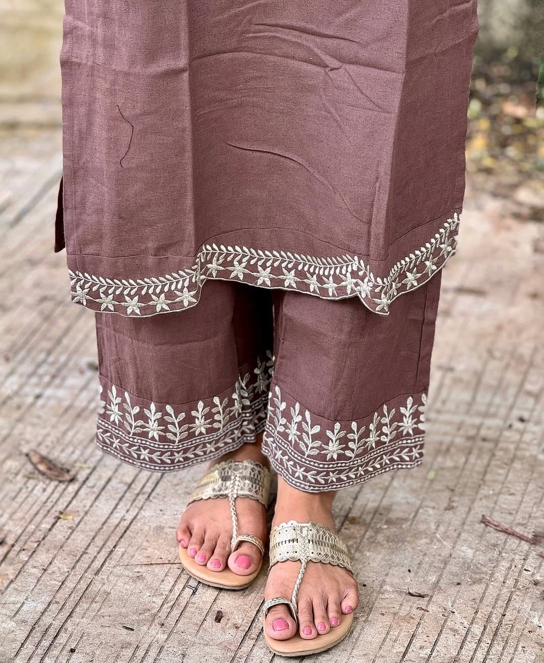 HANDLOOM COTTON KURTI WITH EMBROIDERY WORK