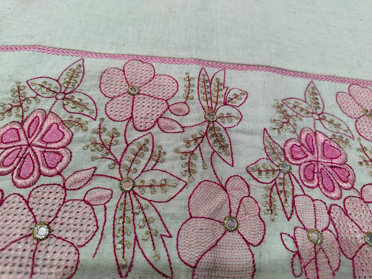 Premium Cotton Flex with Heavy Embroidery and Zari work on Kurti