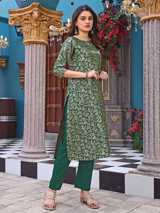 Women Jacquard Kurta Pant Set