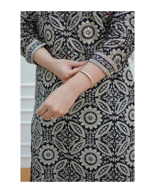 Women Ajarakh Printed Kurta and Pant Set With Dupatta