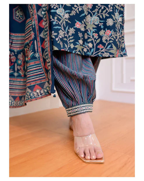 Printed Straight Kurta and Pant set with Dupatta