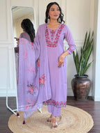 Lavender Kurta Pant Dupatta Set