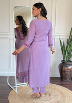 Lavender Kurta Pant Dupatta Set