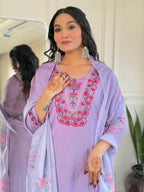 Lavender Kurta Pant Dupatta Set