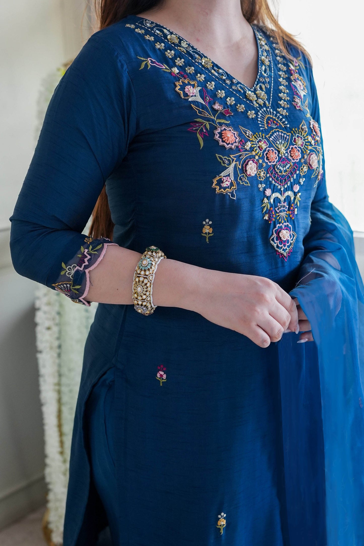 Women Silk Kurta Pant Dupatta Set