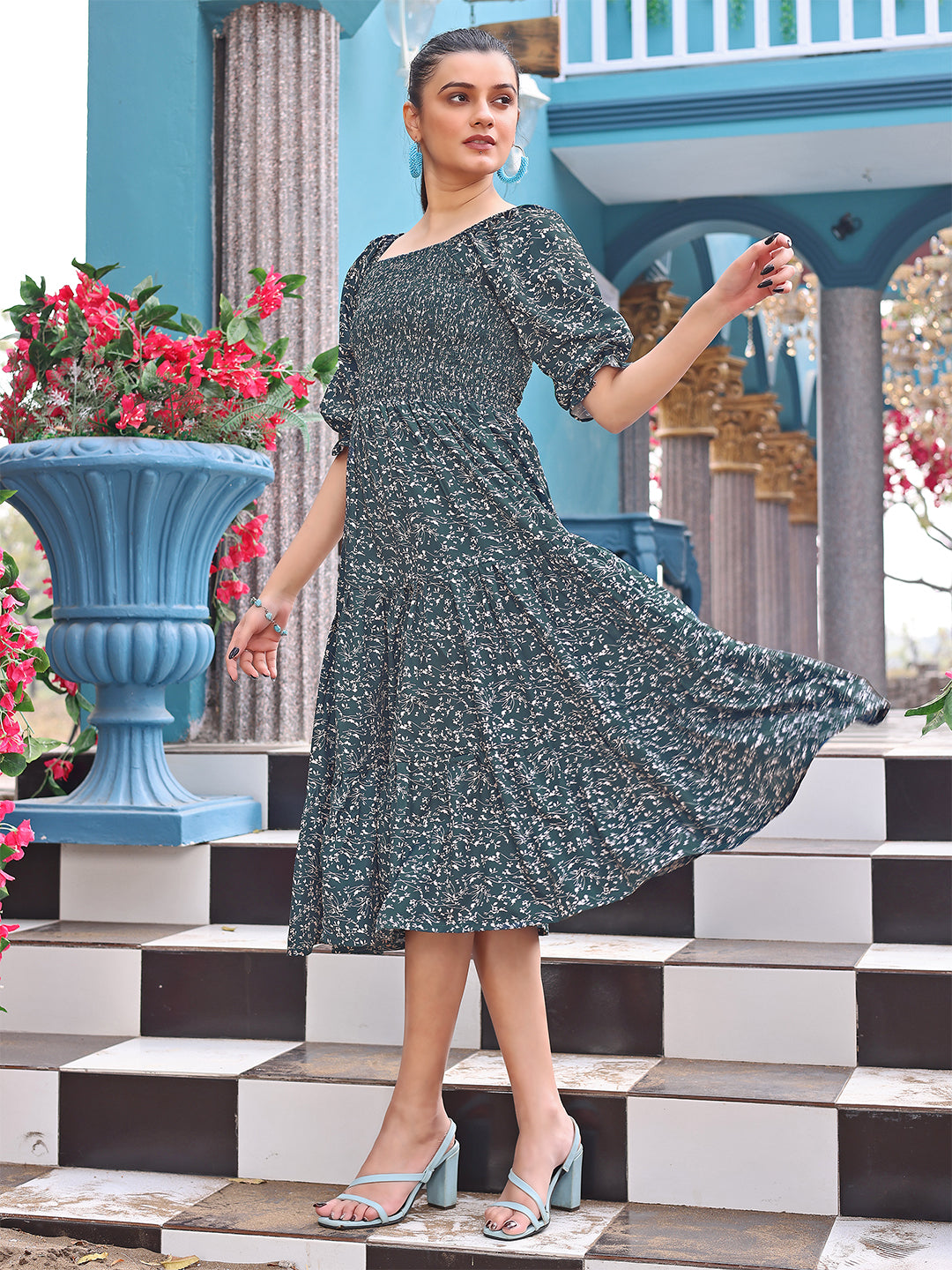 READYMADE GEORGETTE WESTERN MIDI DRESS LAUNCHED