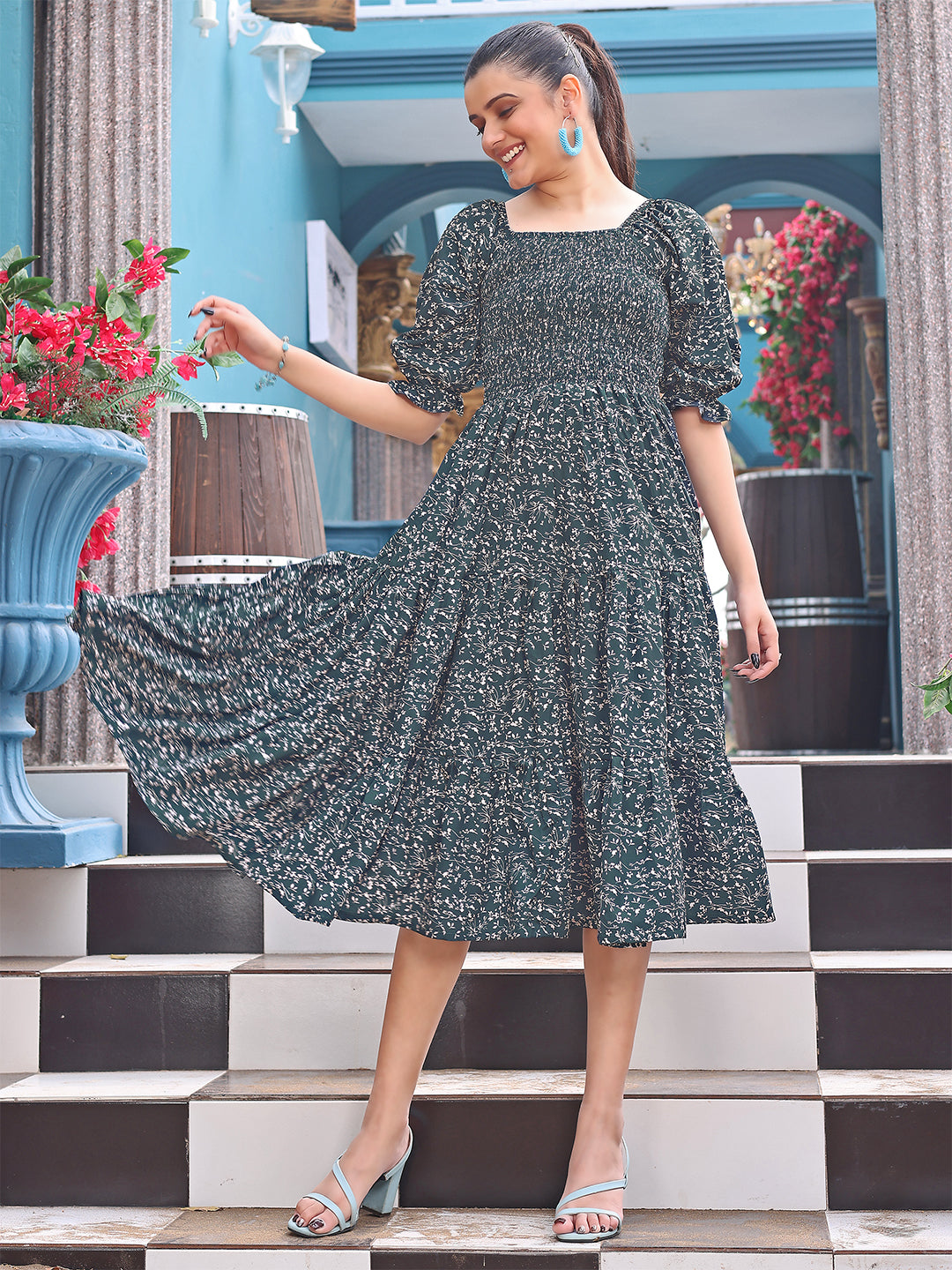 READYMADE GEORGETTE WESTERN MIDI DRESS LAUNCHED