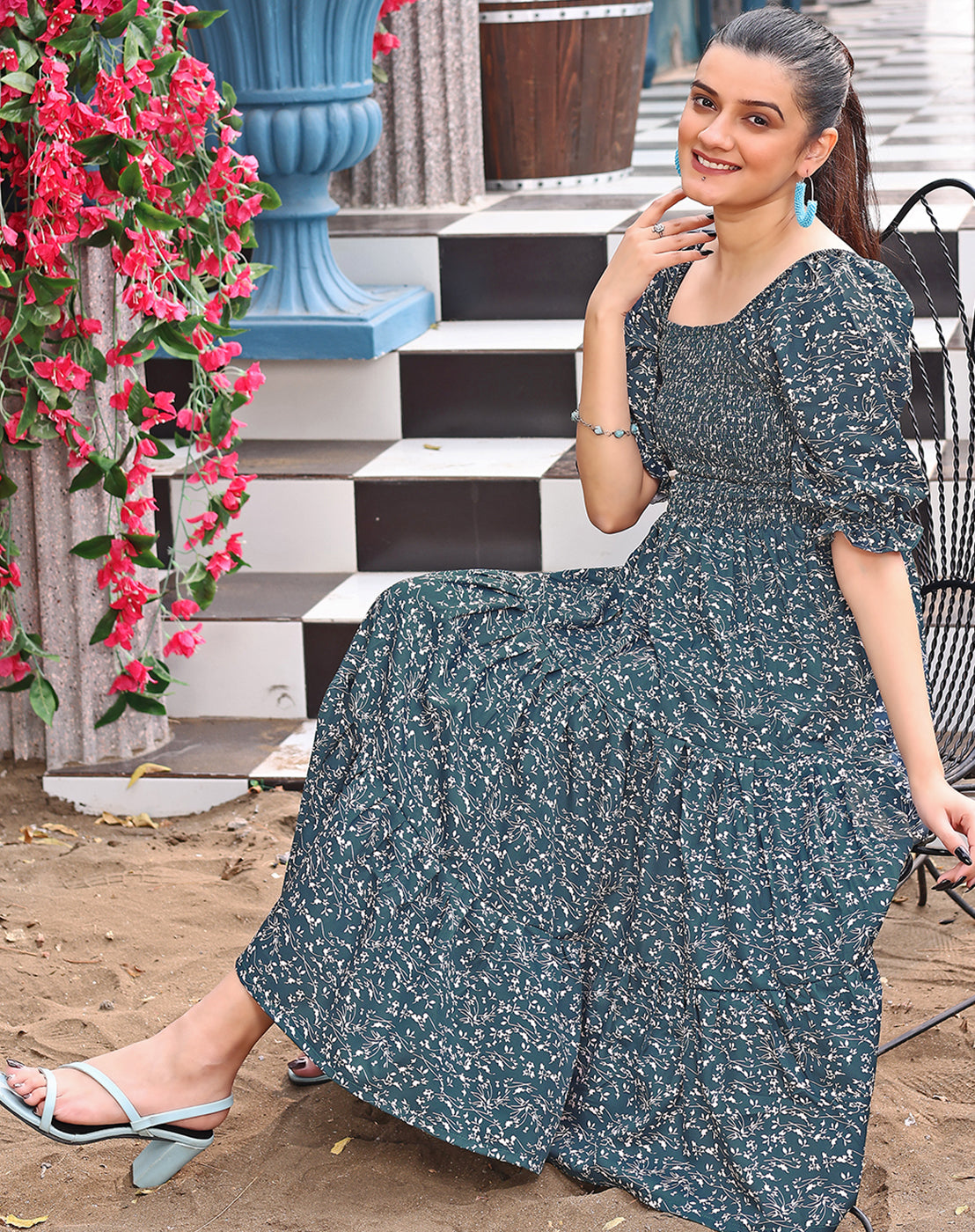 READYMADE GEORGETTE WESTERN MIDI DRESS LAUNCHED