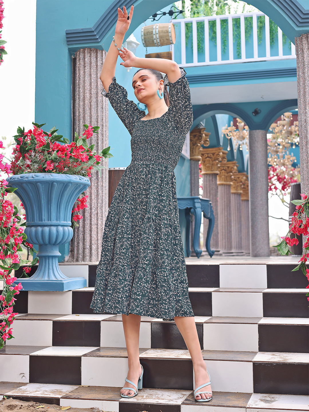 READYMADE GEORGETTE WESTERN MIDI DRESS LAUNCHED